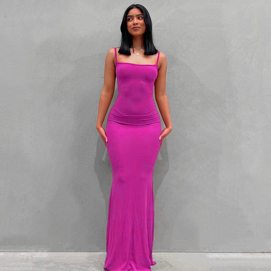 Damen Körperbetontes Maxi‑Jerseykleid mit taillierter Drapierung, langen Ärmeln und ausgestelltem Saum Shop Nory