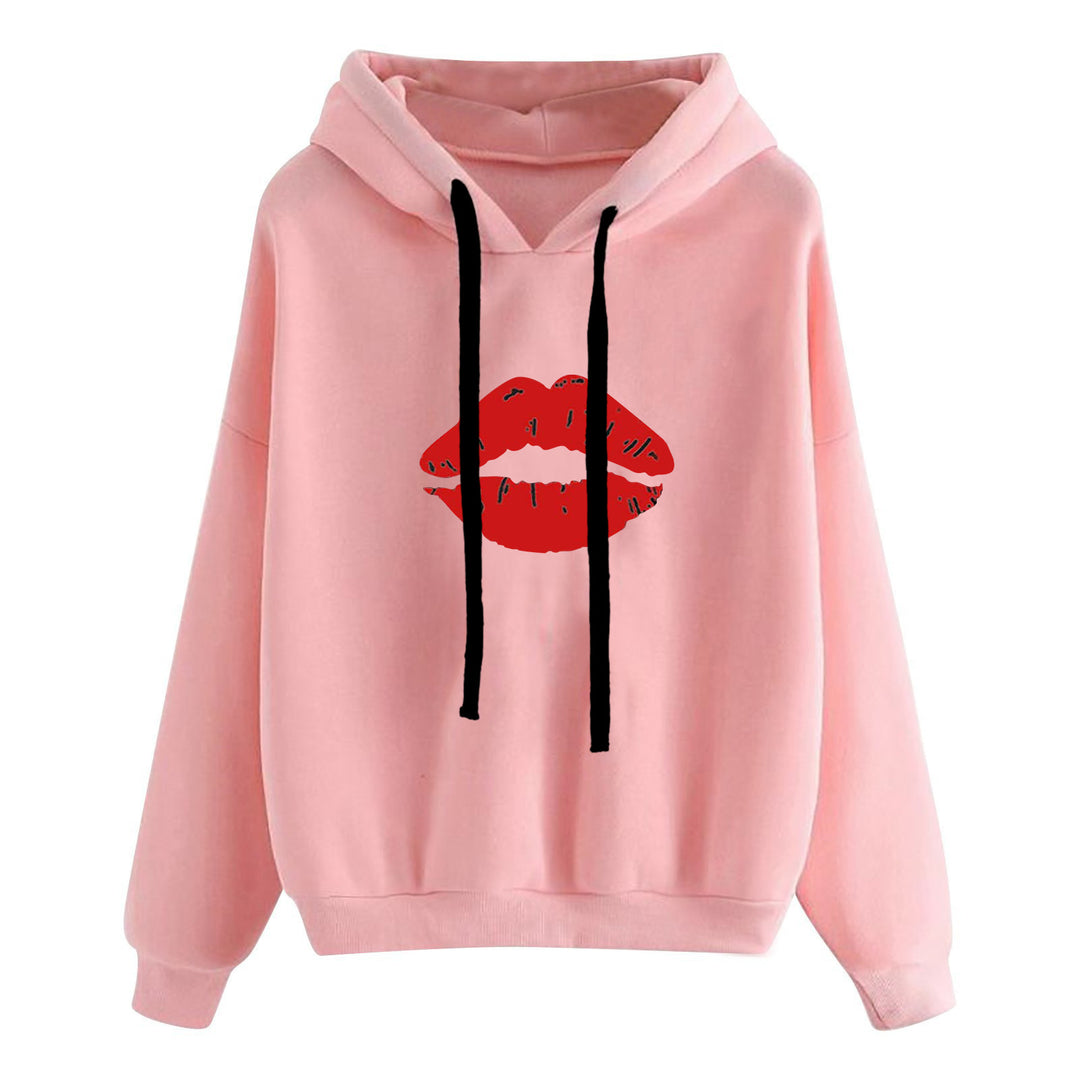 Damen nan lässiger Oversize Kapuzenpullover mit Herz‑und‑Pfotenprint, Kordelzug und gerippten Bündchen Shop Nory