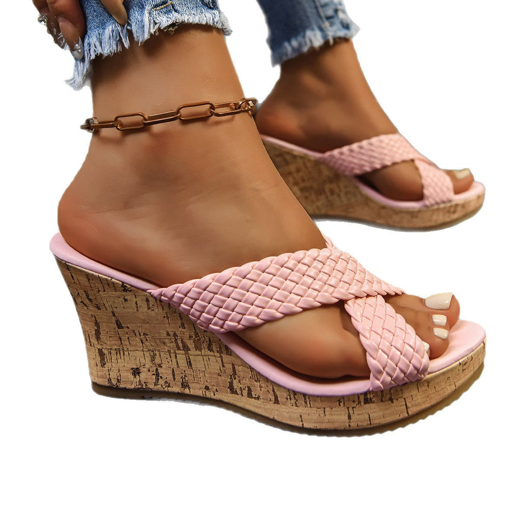 Damen Wedge-Pantoletten mit geflochtenem Riemendesign Shopnory