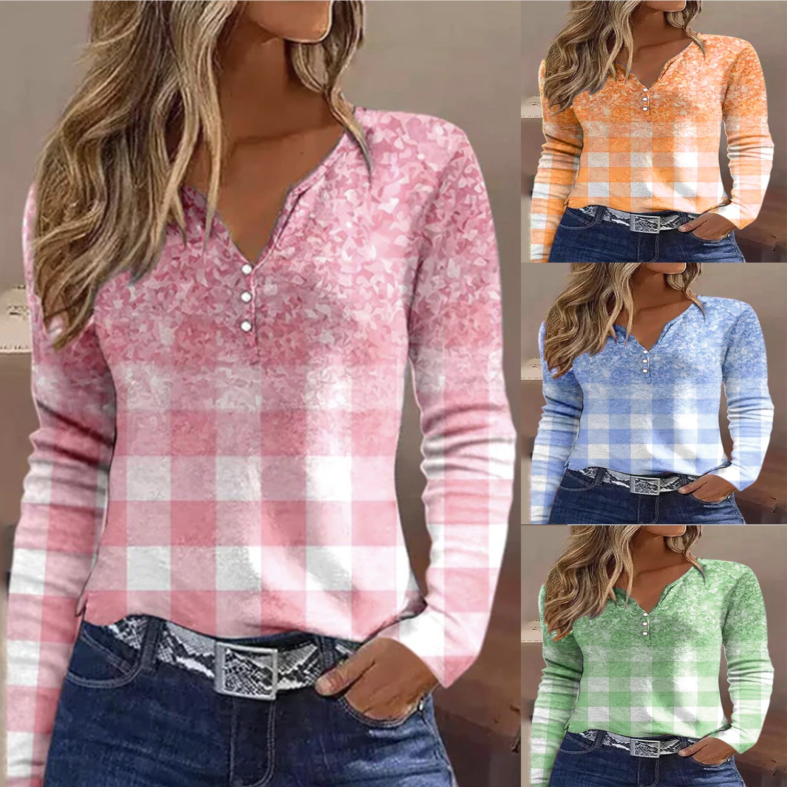 Damen Langarmshirt mit Knopfdetails