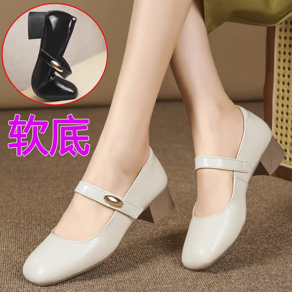 Damen Mary Jane Blockabsatzschuhe mit modischer Schnalle Shopnory