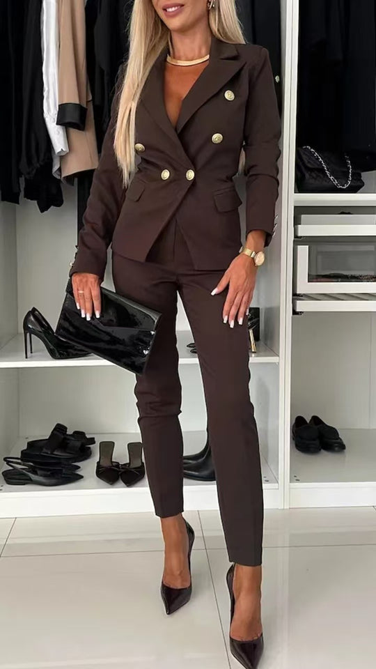 Damen Doppelreihiger taillierter Hosenanzug mit Slim-Hose Shop Nory