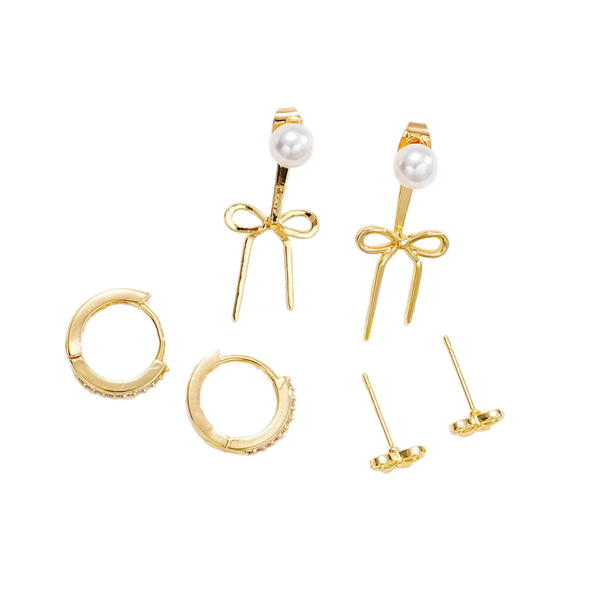 Damen Ohrstecker-Set mit einzigartigen Schleifen- und Perlenmotiven Shop Nory