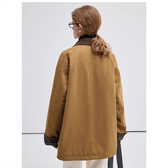 Damen Modische Übergangsjacke aus weichem Material mit Karomuster Shop Nory
