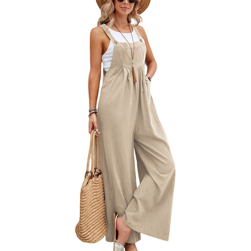 Damen Lässiger Jumpsuit mit weitem Bein und verstellbaren Trägern