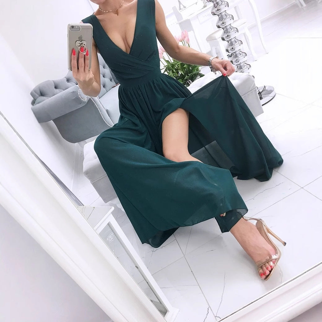 Damen Elegantes Maxikleid mit raffiniertem Wickeldesign und fließendem Stoff