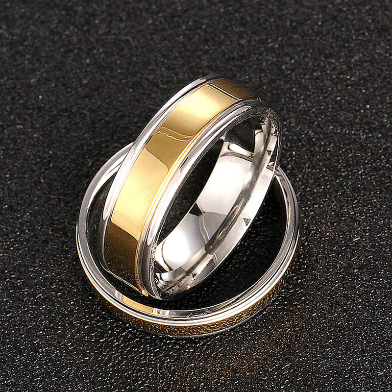 Herren stilvoller zweifarbiger Ring aus Edelstahl Shop Nory