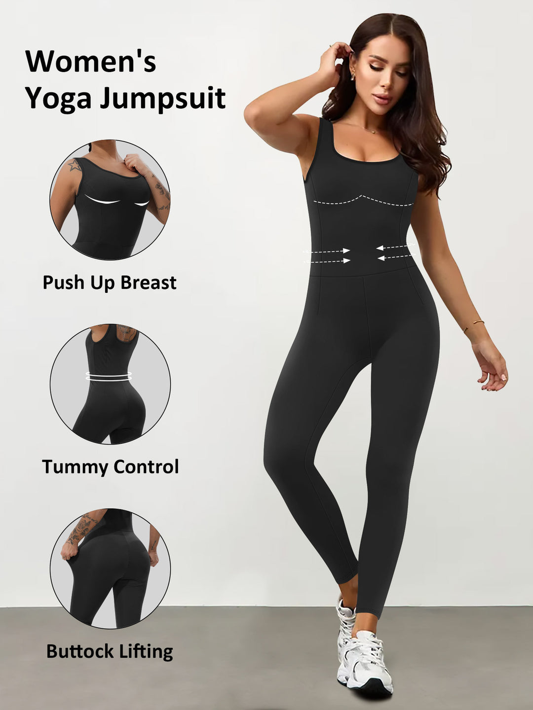 Damen Shaping-Yoga-Einteiler mit Push-Up-Bust, Taillenformung und Po-Lifting Shopy Nory