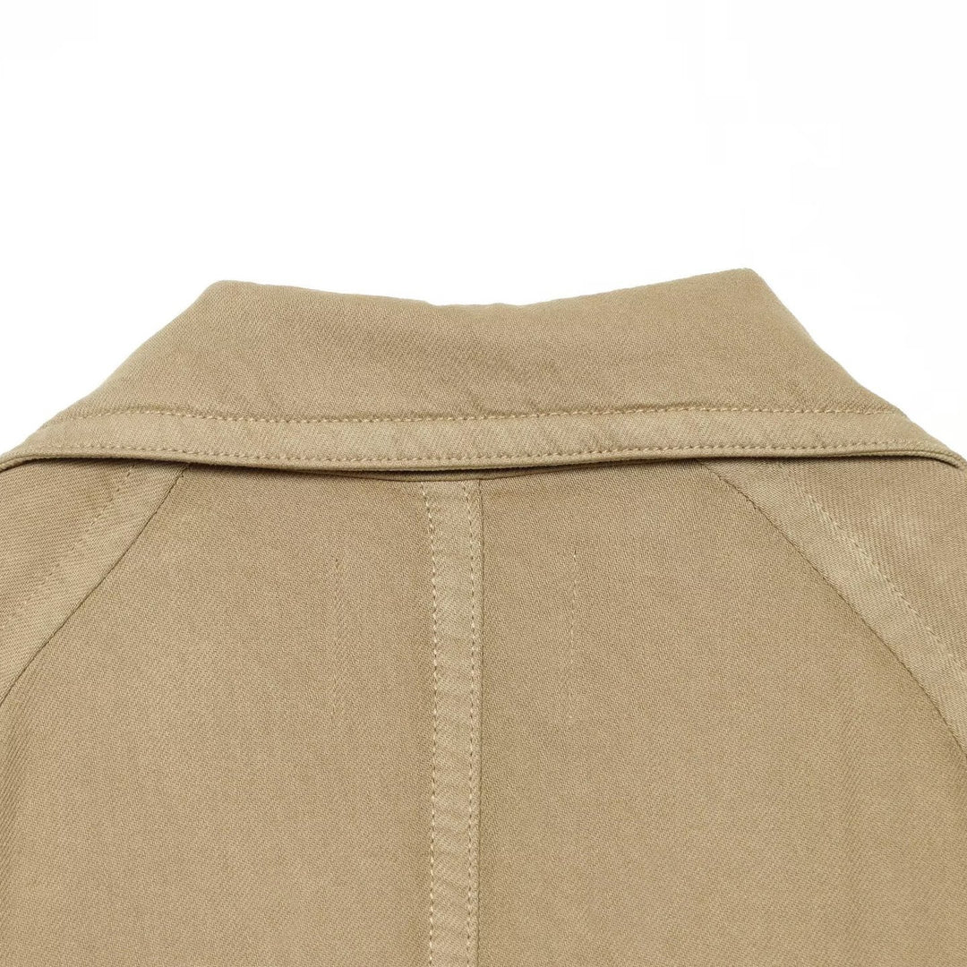 Damen Cropped Trench-Capejacke mit doppelreihiger Knopfleiste, Schulterpatten und Bindegürtel Shop Nory