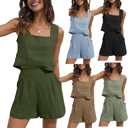 Damen Leichte Sommerbluse und Shorts Set