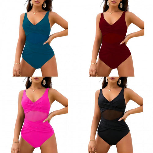Damen Einteiliger Badeanzug mit raffiniertem Wickeldetail und figurformendem Schnitt