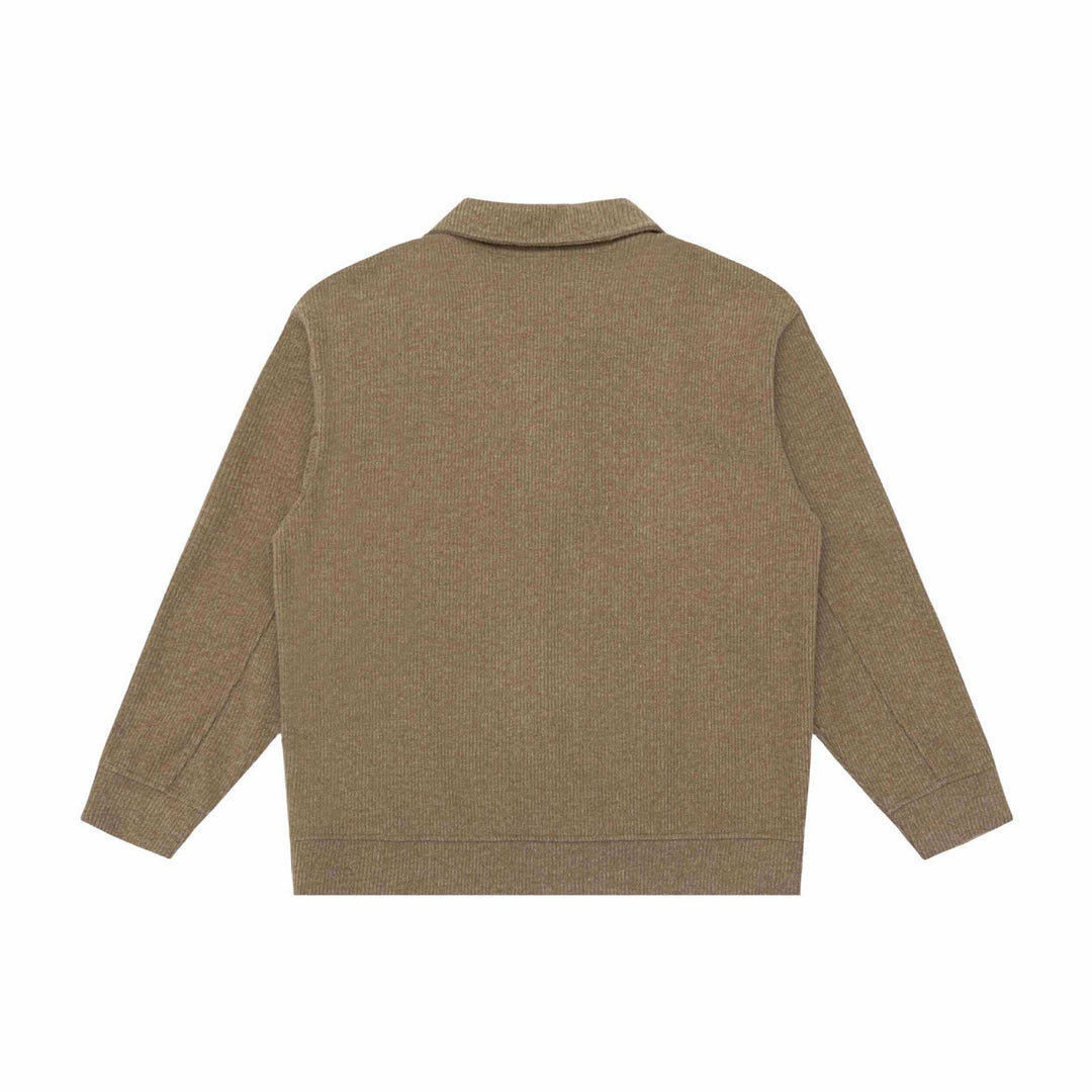 Unisex Feiner Schalkragen-Strickpullover mit halber Knopfleiste und geripptem Saum Shop Nory
