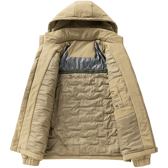 Herren Gepolsterte Thermo-Winterjacke mit Kapuze, wasserabweisender Außenhaut und Reißverschlusstaschen Shop Nory