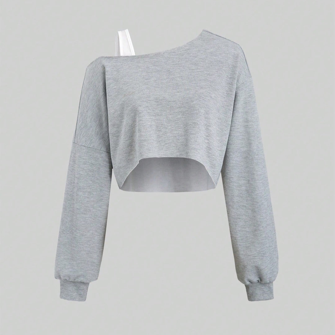 Damen Cropped Sweatshirt im Off-Shoulder-Look mit weiten Ärmeln Shop Nory