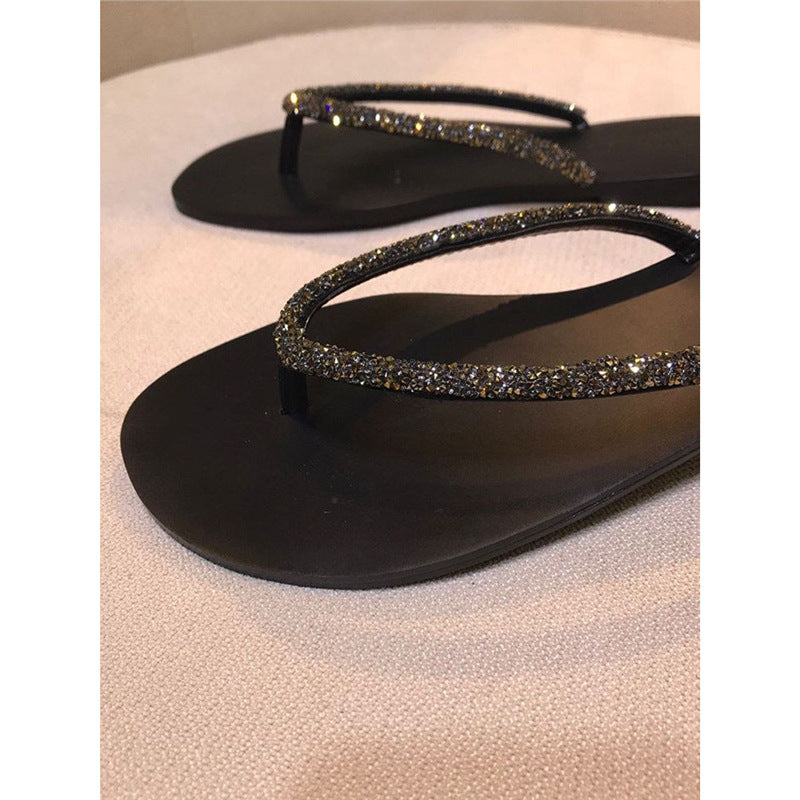 Damen Strandsandalen mit glitzerndem Riemendesign