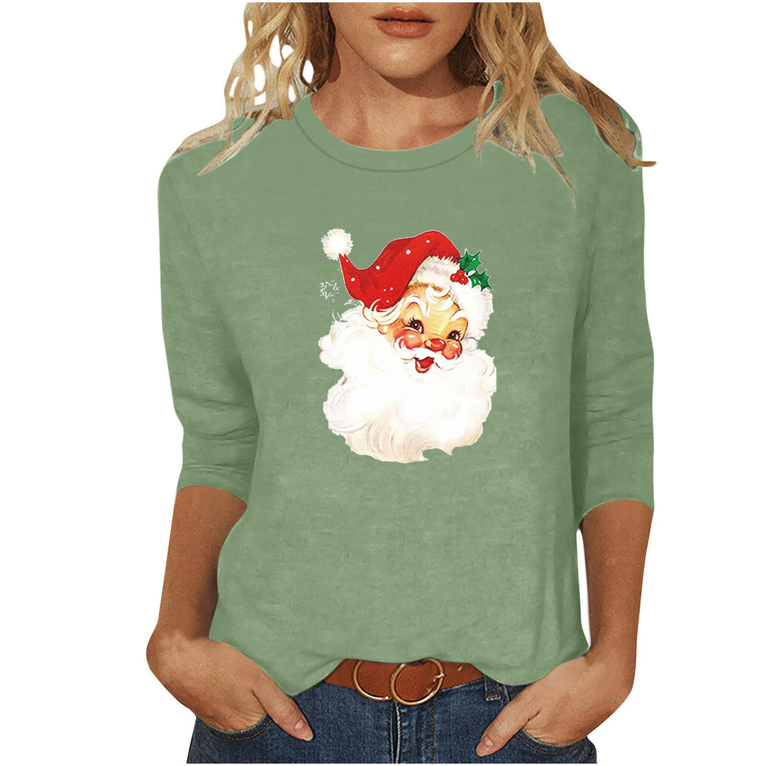 Damen nan lässiges Sweatshirt mit nostalgischem Weihnachtsmannprint und dreiviertelärmeln Shop Nory
