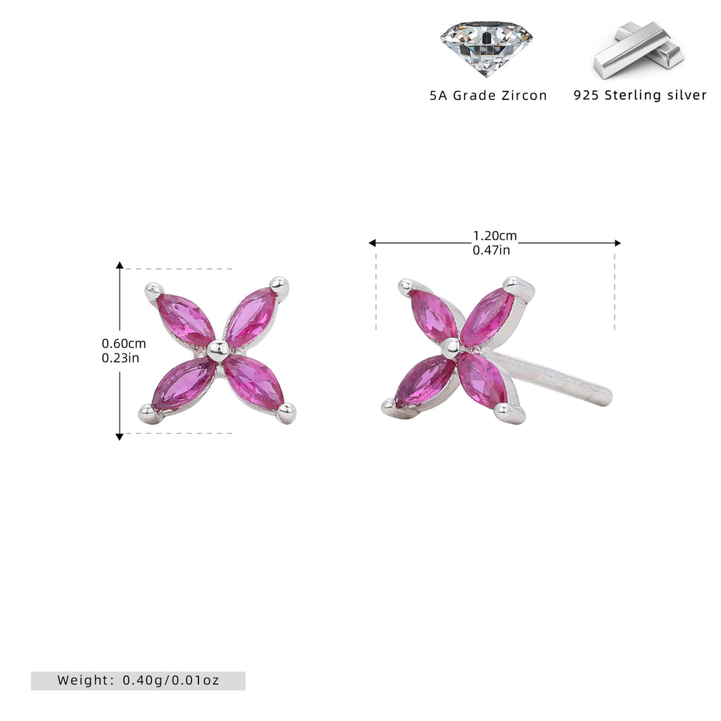 Damen Ohrstecker aus 925 Sterling Silber mit funkelndem Zirkonblüten-Design Shop Nory