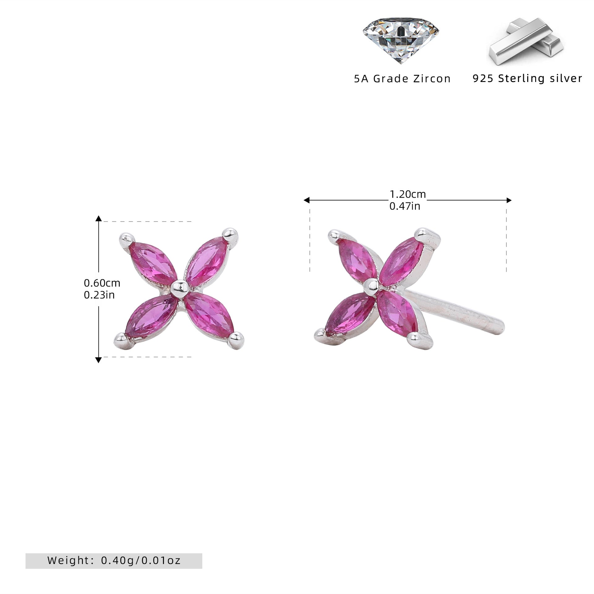 Damen Ohrstecker aus 925 Sterling Silber mit funkelndem Zirkonblüten-Design Shop Nory