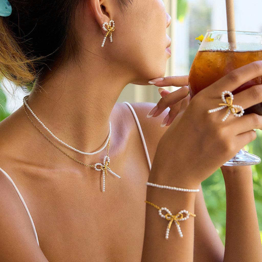 Damen Ohrhänger mit elegantem Perlen-Design und hypoallergener Edelstahlverarbeitung Shop Nory