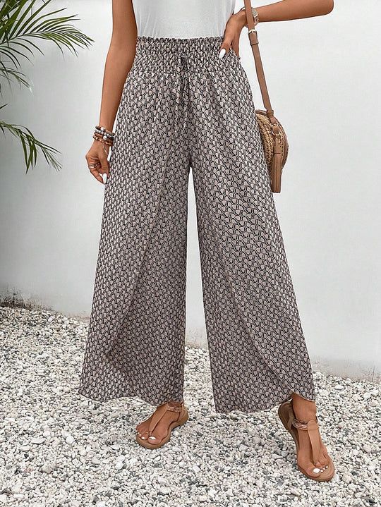 Damen Palazzo-Hose mit weitem Bein und gerafftem Elastikbund Shop Nory
