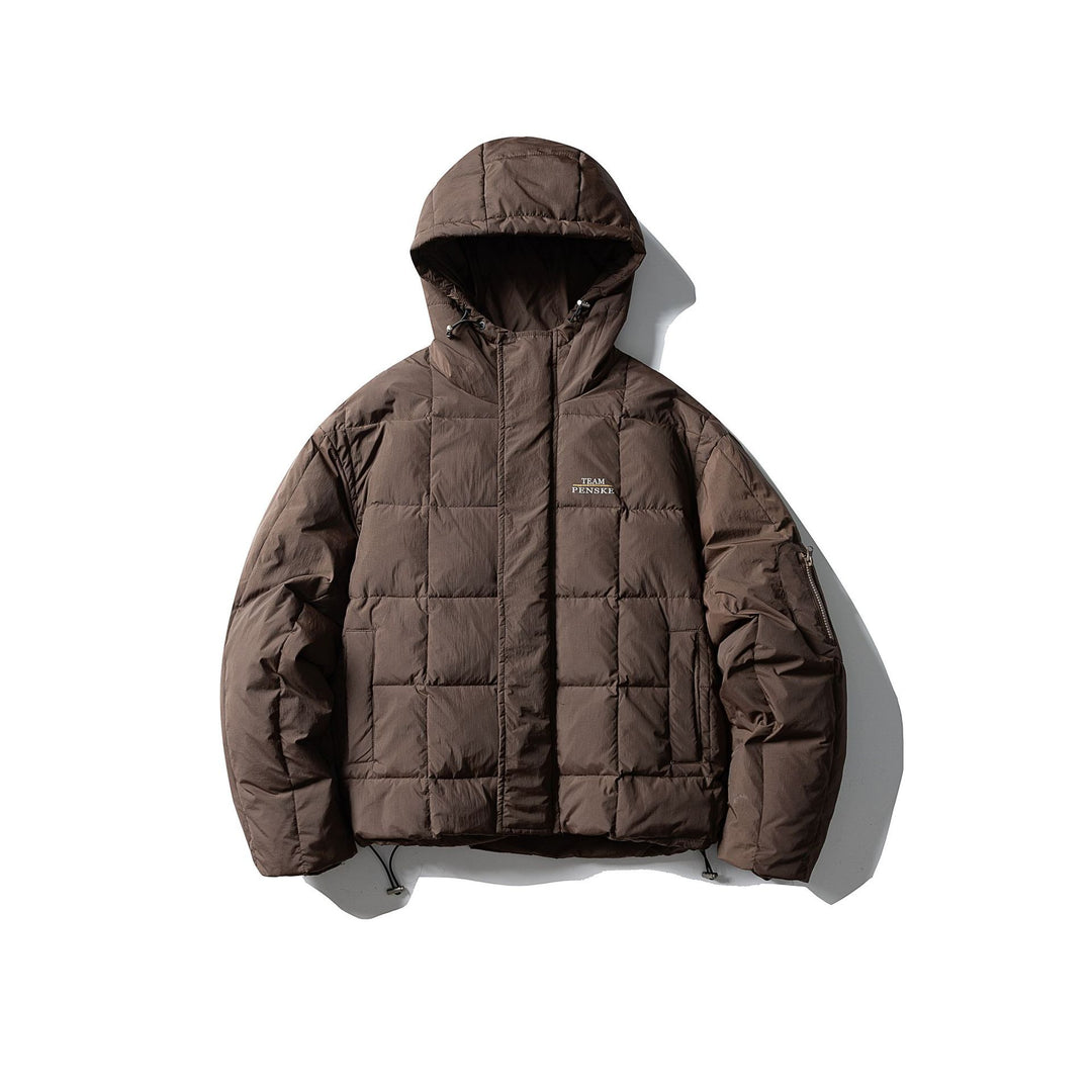 Herren Wattierter Kapuzenanorak mit Karosteppung, hohem Kragen und Utility-Ärmeltasche Shop Nory