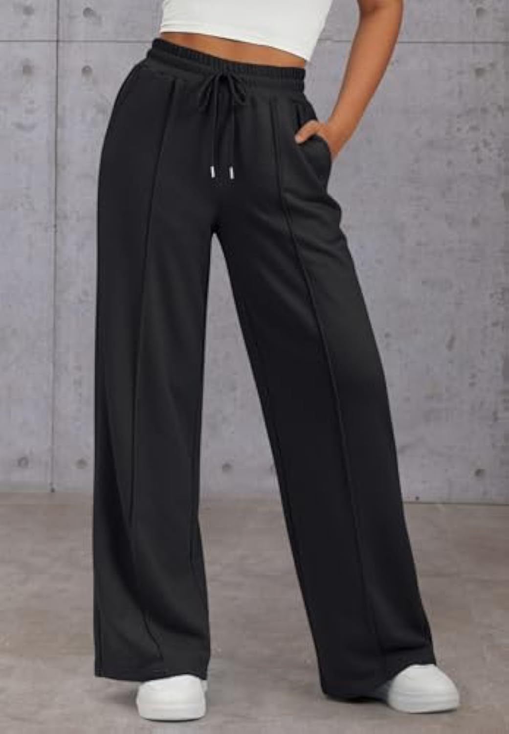 Damen Komfortable Weite Sweatpants mit elastischem Bund und praktischen Taschen