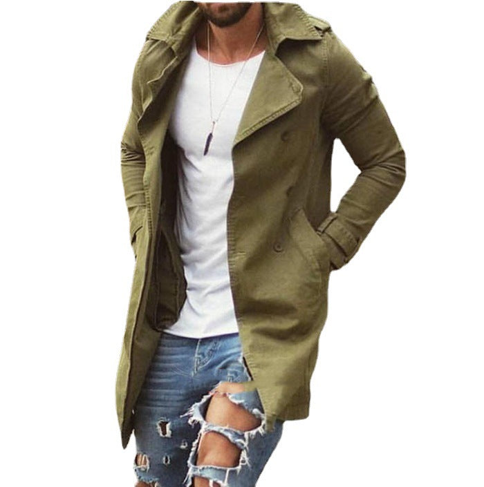 Herren nan leichter urbaner Trenchcoat mit zweireihiger Knopfleiste und lässiger Used-Optik Shop Nory