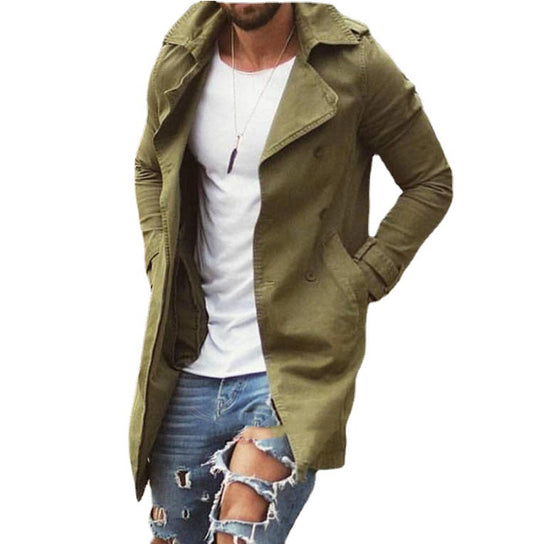Herren nan leichter urbaner Trenchcoat mit zweireihiger Knopfleiste und lässiger Used-Optik Shop Nory