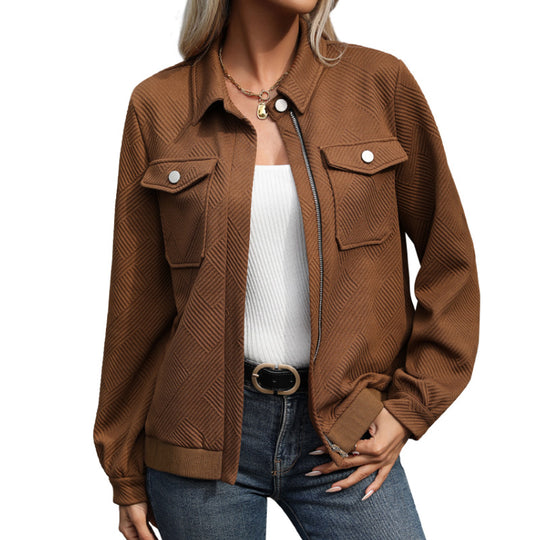 Damen Strukturierte Jacke mit geometrischem Steppmuster und Reißverschluss Shop Nory