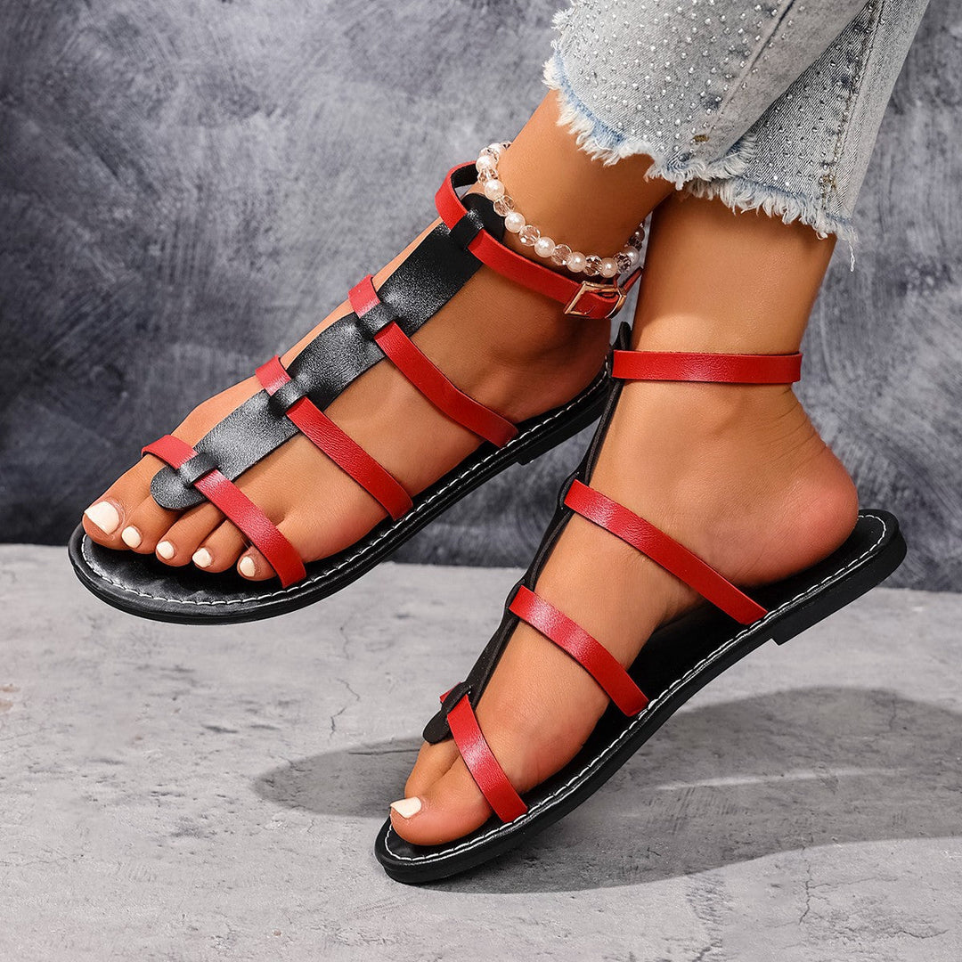 Damen Flauschige Riemchen-Sandalen mit komfortablem Fußbett und ergonomischem Design