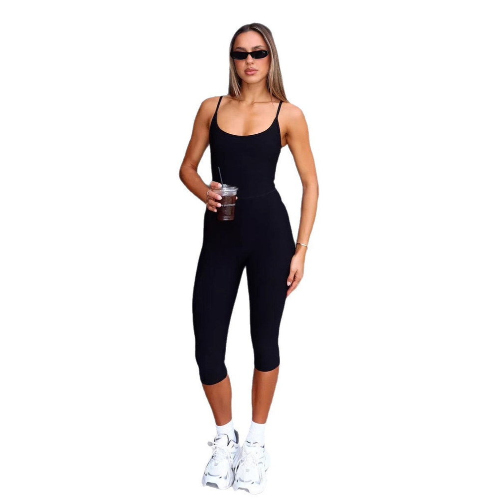 Damen Sportlicher Jumpsuit mit schmalem Schnitt und tiefem Ausschnitt