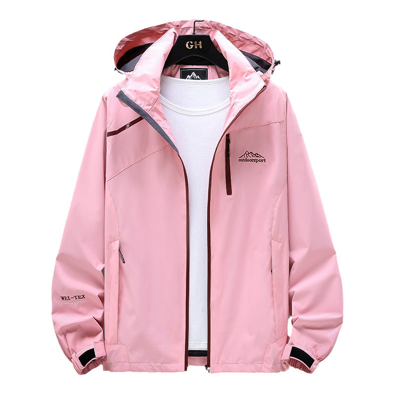 Damen Leichte Wasserabweisende Outdoorjacke mit Kapuze, Brustreißverschluss und verstellbaren Bündchen Shop Nory