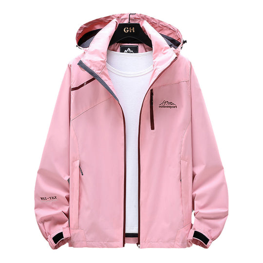 Damen Leichte Wasserabweisende Outdoorjacke mit Kapuze, Brustreißverschluss und verstellbaren Bündchen Shop Nory