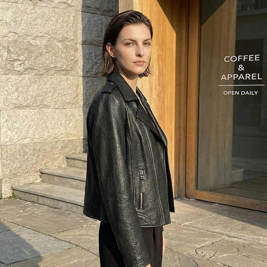 Damen Stylische Bikerjacke aus hochwertigem Leder Shop Nory
