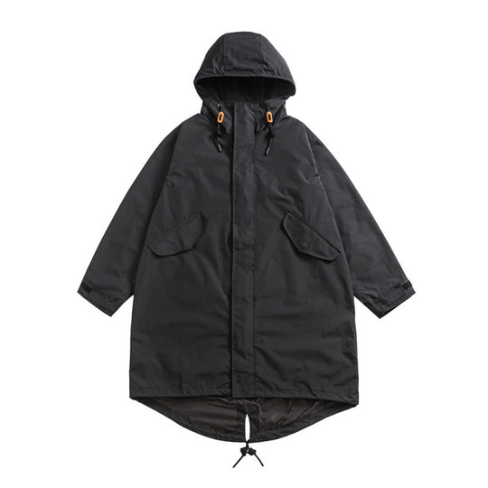 Unisex Oversize Wind- und Wasserdichter Parka mit Kapuze und Fischschwanz-Saum Shop Nory