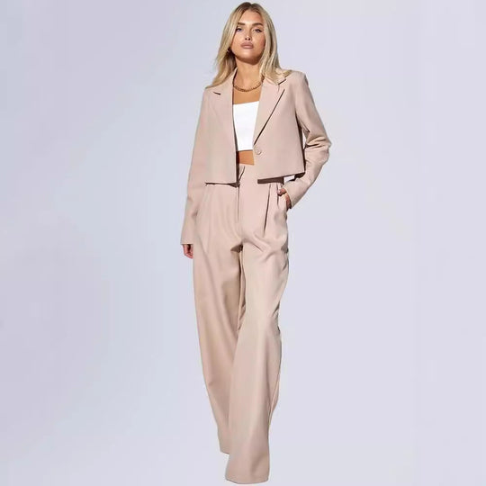 Damen Zweiteiler Damen mit cropped Blazer
