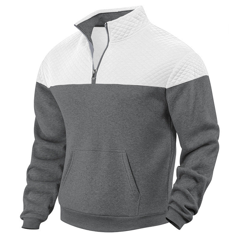 Herren nan gestepptes Sweatshirt mit Stehkragen, Halbreißverschluss und Kängurutasche Shop Nory