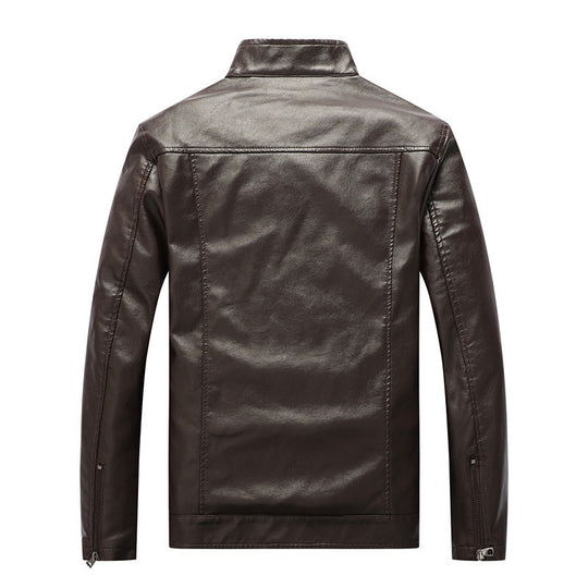 Herren schlanker Kunstleder‑Fieldblouson mit Stehkragen, Brustpattentaschen und Reißverschluss Shop Nory