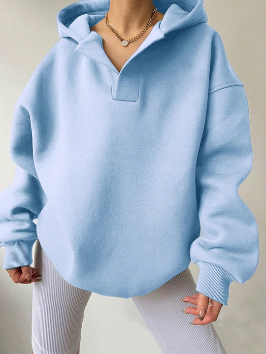 Damen Oversized Kapuzensweatshirt mit lässigem Stehkragen und langen Ärmeln Shopnory