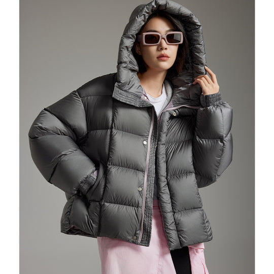 Damen Kurze Boxy‑Steppjacke mit Oversize‑Ärmeln, hohem Thermokragen und Kapuze Shop Nory
