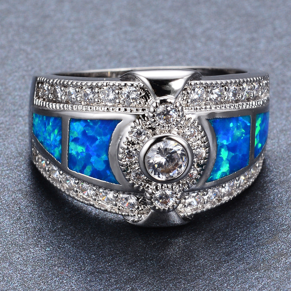 Damen Ring mit funkelndem Opal und exquisiten Zirkonia-Verzierungen Shop Nory