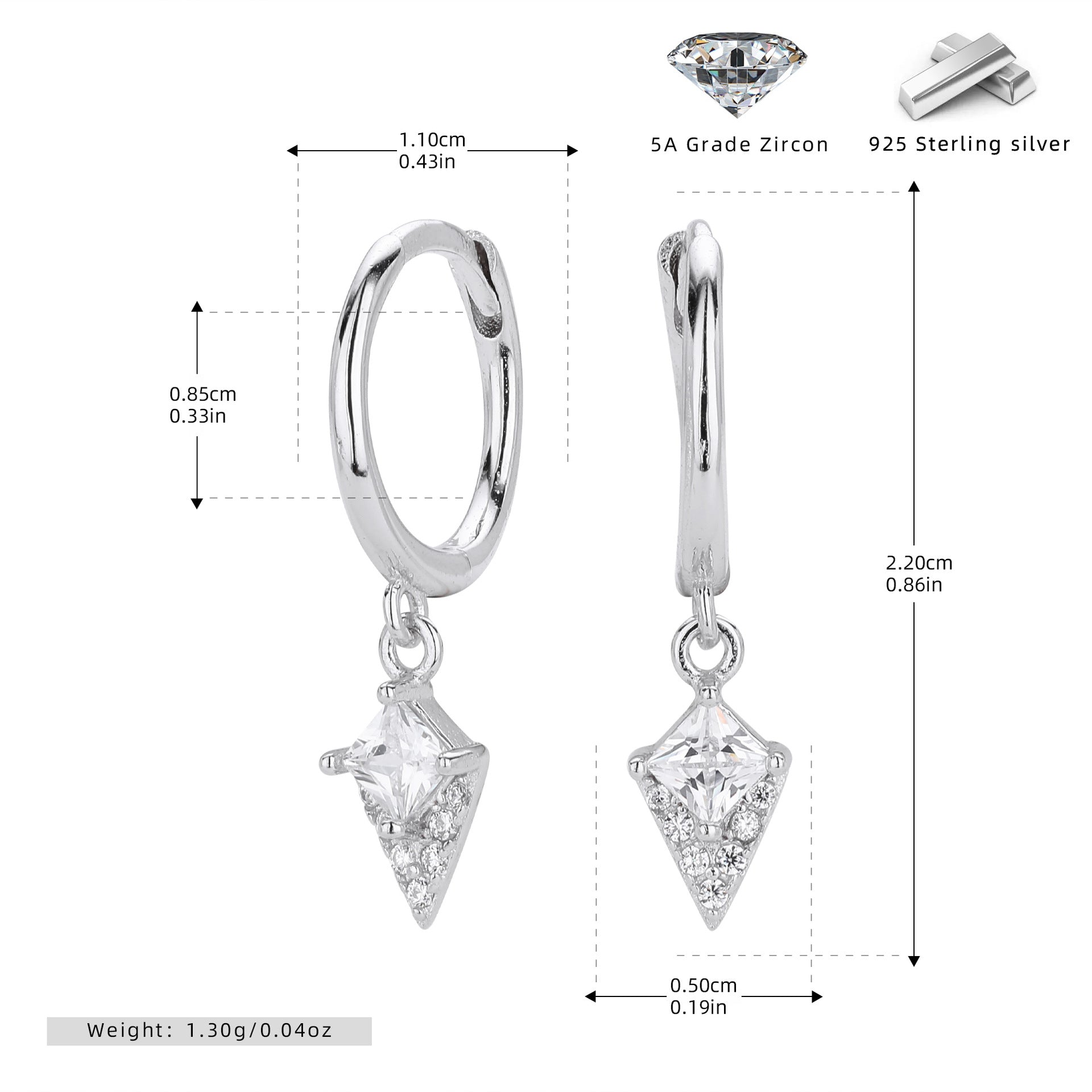 Damen Ohrhänger mit funkelndem Zirkonanhänger aus 925 Sterling Silber Shop Nory