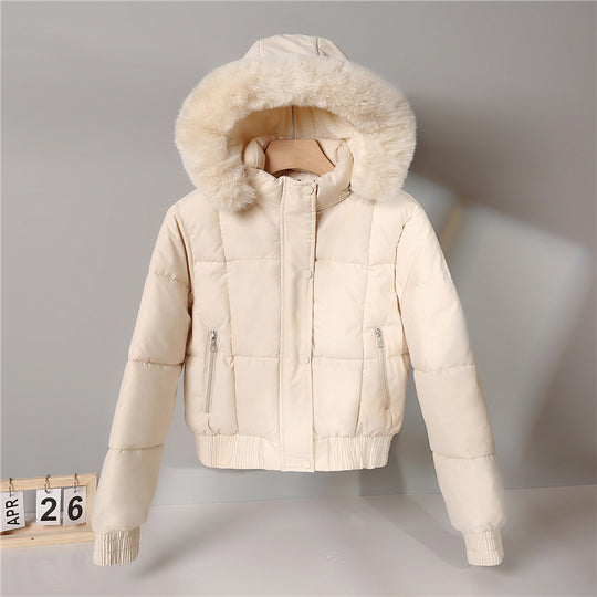 Damen nan gesteppte Bomberjacke mit Kapuze und Kunstfellbesatz Shop Nory