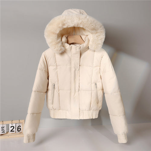 Damen nan gesteppte Bomberjacke mit Kapuze und Kunstfellbesatz Shop Nory