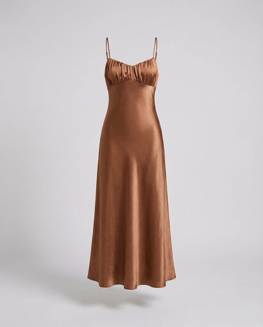 Damen Satin Maxikleid mit Spaghetti-Trägern