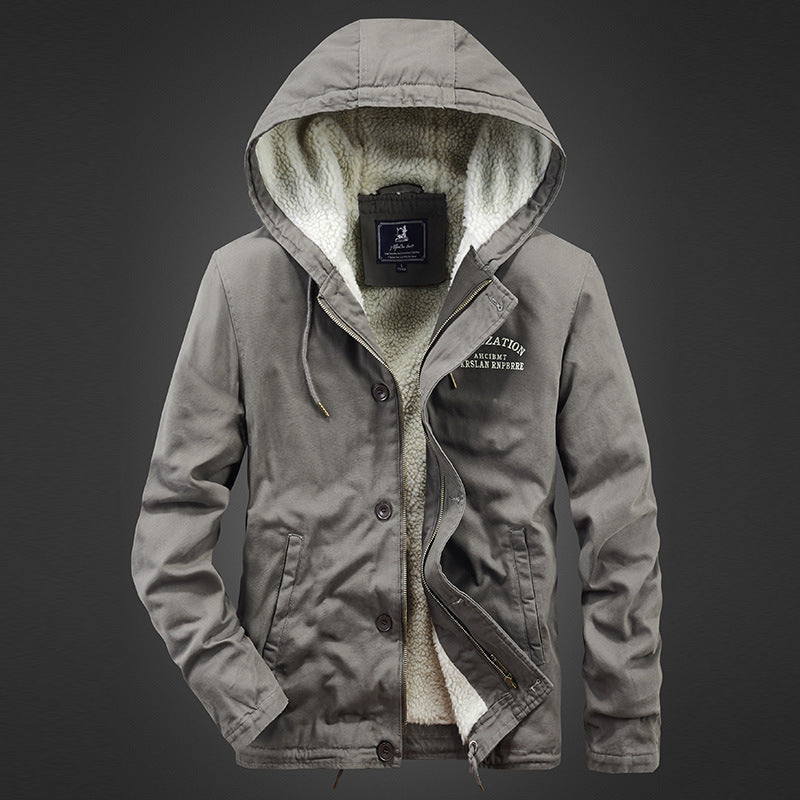 Herren Kapuzen-Canvas-Parka mit Teddyfutter und winddichter Front Shop Nory