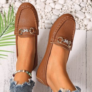 Damen Elegante Mokassin Loafer mit Zierkette und gepolstertem Komfortfußbett Shop Nory