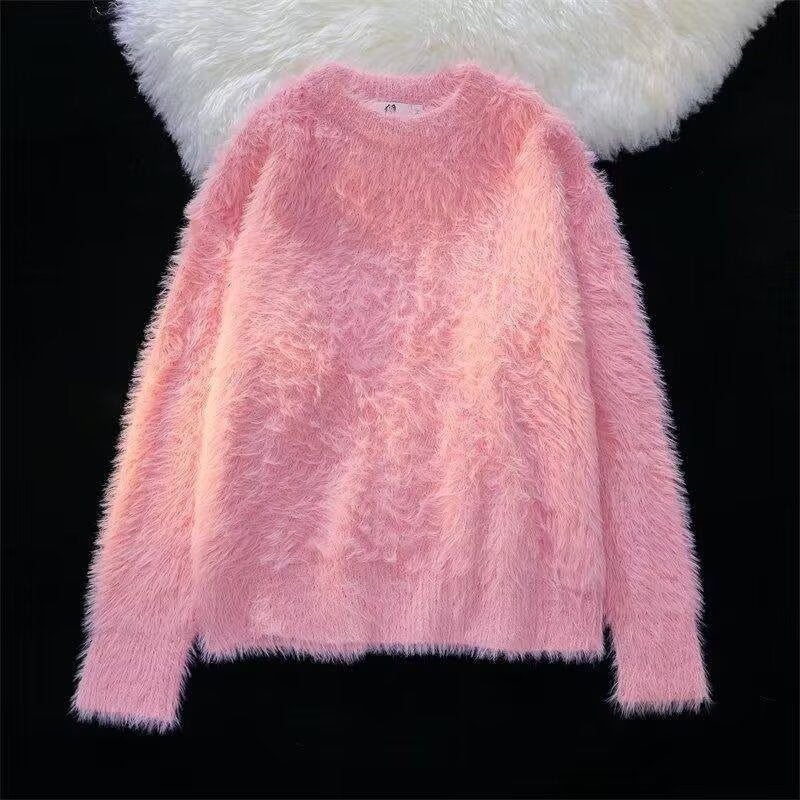 Damen Weicher Grobstrickpullover mit Rundhalsausschnitt Shop Nory