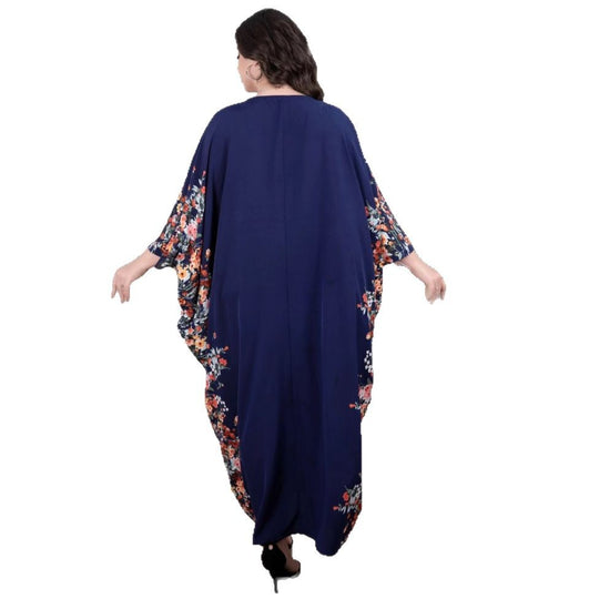 Damen Fließendes Maxikaftan-Kleid mit floralem Saum und dreiviertel Ärmeln Shop Nory
