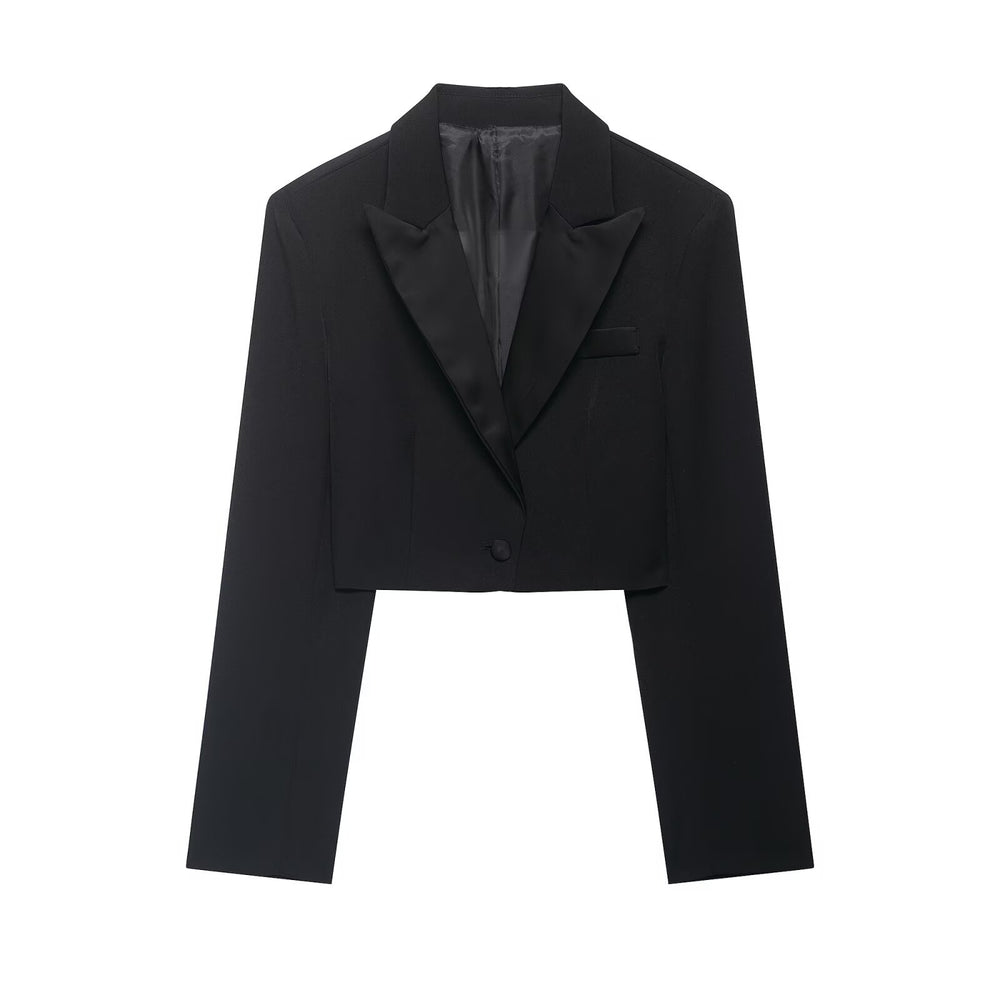 Damen Zweiteiliges Cropped-Blazer- und Maxirock-Set mit hoher Taille und hohem Beinschlitz Shop Nory